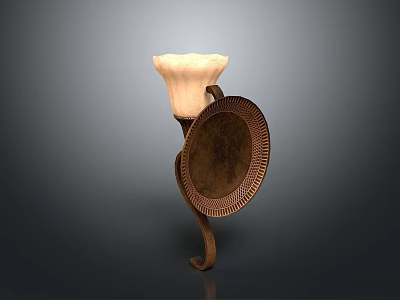 Elegant Vintage Lighting Combination with Brown Metal Textured Frame and Cream Lampshade 3d model
