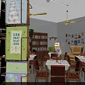 Vintage Nostalgic Local Cafe Shop With Cozy Dining Seats And Well Arranged Product Display Shelves