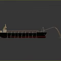 Wooden Cargo Ship With Deck Crane Unloading Cargo Over Water Surface Ripples 3d model
