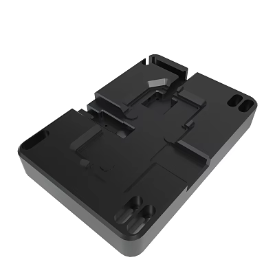 Black Industrial Mechanical Component With Grooves Holes And Structural Design 3d model