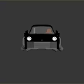 Black Vintage Modified Sports Car Featuring Orange Doors Round Headlights And Rocket Launcher