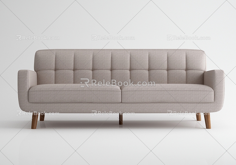 Nordic Living Room Double Sofa 3d model