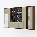 Modern Built in Wine Cabinet With Glass Doors Shelves Wine Glasses And Bottles