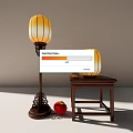 Traditional Chinese Lanterns With Floor Standing And Tabletop Design Near Red Apple