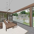 Modern Garden Landscape with Pond Rocks Green Plants Pavilion and Pergola near Building