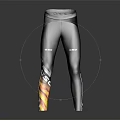 Trendy Black Leggings With Colorful Flame Pattern And ERO Logo Design 3d model