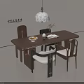 Modern Solid Wood Dining Table And Chair Set With Pendant Light And Fruit Bowl
