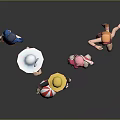 Vibrant Cartoon Characters In Different Outfits Male Female Standing In Line Holding Beach Ball