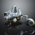 Unique Tricycle Motorcycle Model With Green Yellow Color And Retro Design