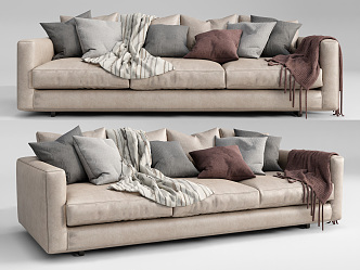 Modern three-seat sofa multiplayer sofa 3d model