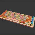 Cute Colorful Computer Keyboard With Smiley Face Keycaps And Orange Pink Blue Design