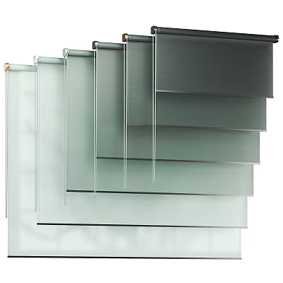 Modern Minimalist Window Curtains With Various Transparent And Textured Panels 3d model