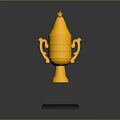 Golden Trophy With Star Shaped Top Two Handles And Black Base As Decorative Household Item