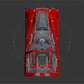Red Aircraft Cockpit With Transparent Canopy And Blue Dashboard Displays