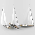 Three Stylish Sailboat Yachts Featuring White Sails And Wooden Hull Exterior