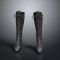 Tall Leather Lace Up Boots for Daily Use in Classic Black Design