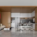 Modern Tea Room Interior Design With Wooden Panels Sofa And Bar Stools