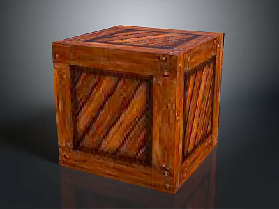 Vintage Wooden Box With Woven Texture Metal Rivets And Cubic Shape Design 3d model