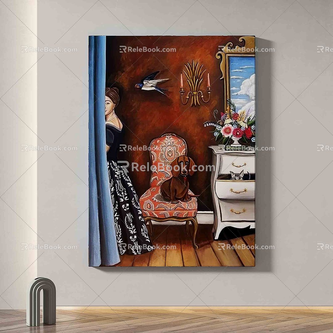 Modern minimalist abstract decorative painting 3d model