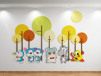 Decorative Painting Animal Silhouette Children's Forest Advertising Background Painting Poster 3d model