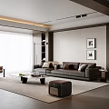 Modern Living Room Interior With Grey Sofa Coffee Table Rug And Wall Art