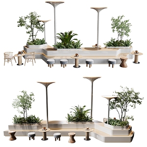 Sofa coffee table public area landscape seat 3d model