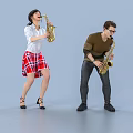 Modern double saxophone ensemble playing saxophone instrument 3d model