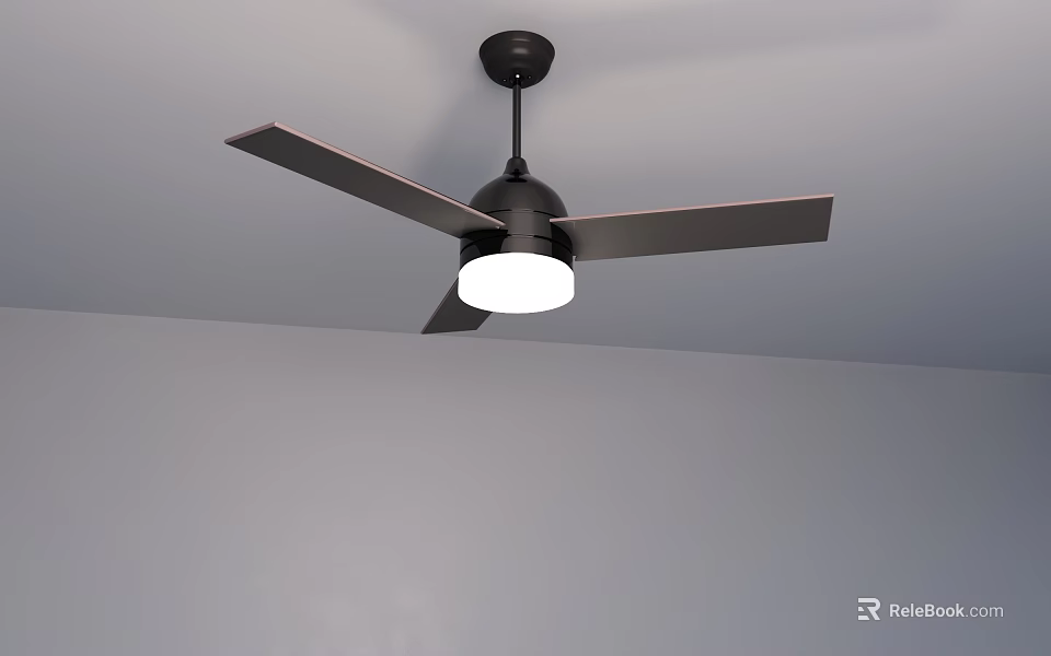 Modern Black Chandelier With Ceiling Fan Blades And White Light Fixture 3d model 