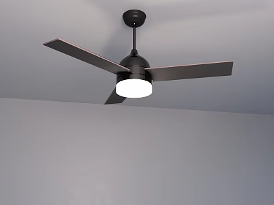 Modern Black Chandelier With Ceiling Fan Blades And White Light Fixture 3d model