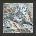 Topographic Terrain 3D Model Featuring Mountain Ranges Contour Lines And Geographic Details
