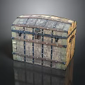 Vintage Wooden Storage Chest With Metal Straps And Rivets Design