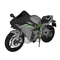 Sleek Modern Sporty Motorcycle With Black Gray Body Green Accents And Alloy Wheels
