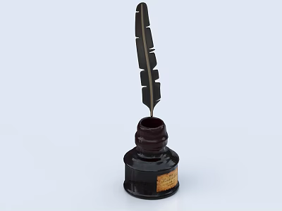 Vintage Kitchen Appliances Featuring Classic Inkwell And Feather Pen Design 3d model
