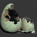 Hatching Baby Creatures Emerging From Broken Green Eggshells With Scattered Fragments