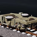 Green and Dark Colored Model Train Carriages on Railroad Track with Structural Details