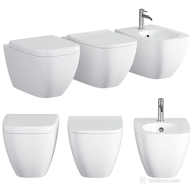Modern White Toilets With Various Designs For Bathroom Renovation Projects 3d model 