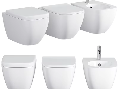 Modern White Toilets With Various Designs For Bathroom Renovation Projects 3d model
