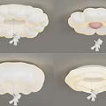 Cloud Shaped Ceiling Lights With Small Bear Pendant For Kids Room Modern Design 3d model