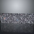 Natural Stacked Stone Wall With Irregular Gray Stones And Reflective Base