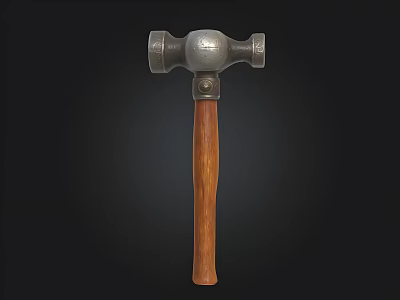 Vintage Metal Hammer With Wooden Handle Classic Design And Solid Construction 3d model