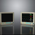 Animal Medical Monitor Displaying ECG Readings And Vital Signs Data
