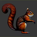Squirrel With Red Orange Fur Curled Bushy Tail Standing On Smooth Gray Background 3d model