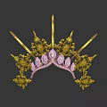 Golden Crown With Intricate Filigree Design And Sparkling Diamond Details