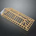 Golden Building Truss Framework With Cross Support Beams And Structure Design 3d model
