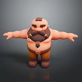 Cartoon Muscular Character Featuring Brown Beard Orange Pants And Outstretched Arms