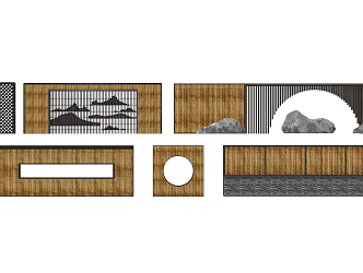 New Chinese Style Landscape Wall Rural Enclosure Wall 3d model
