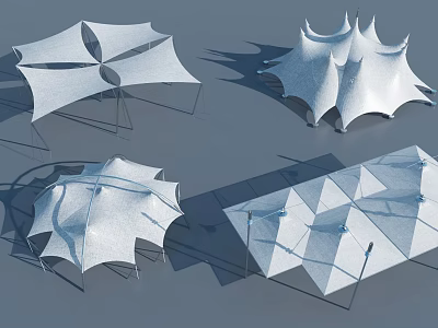 Modern Tensile Membrane Architectural Designs With Various Creative Geometric Shapes 3d model