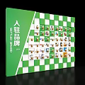 Check in Brand Showcase with Green White Checkered Background and Brand Icons