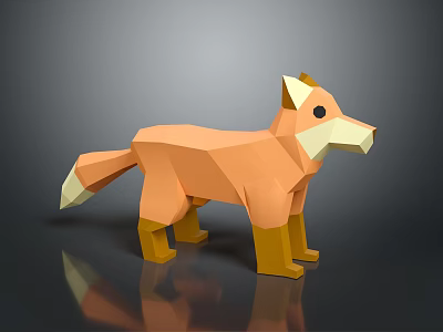 Low Poly Orange Fox Game And Movie Character Standing Pose With White Muzzle Yellow Legs 3d model