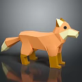 Low Poly Orange Fox Game And Movie Character Standing Pose With White Muzzle Yellow Legs